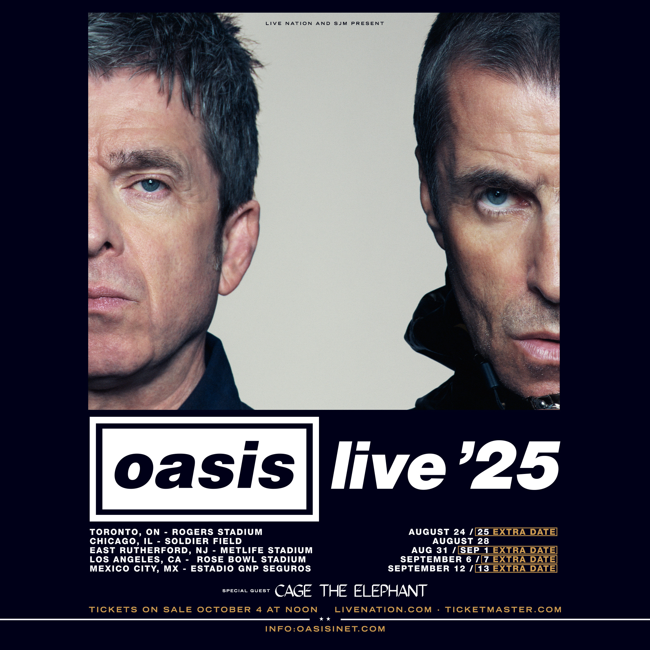 Oasis Live 2025 North American stadium tour poster