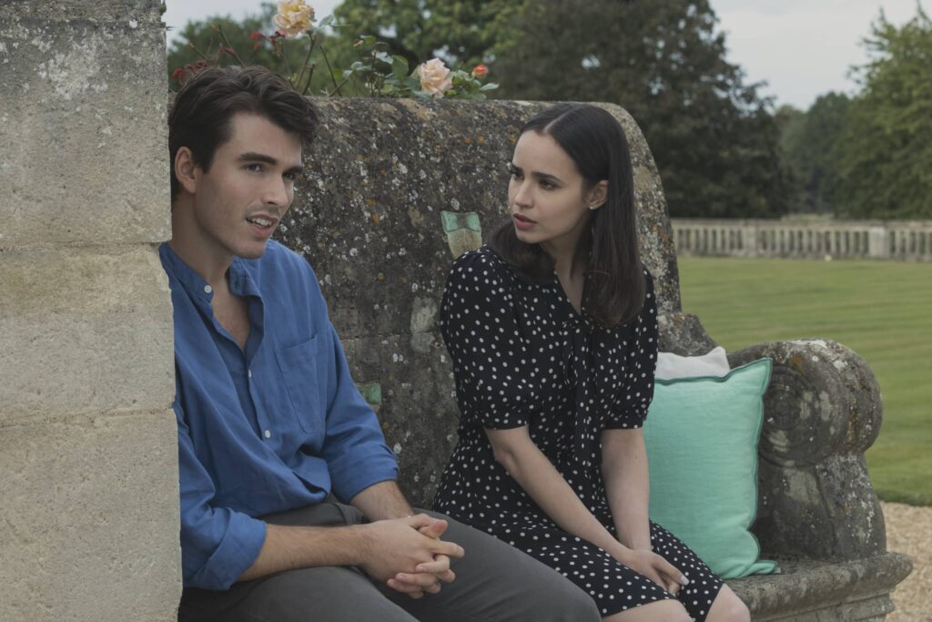 Sofia Carson and Corey Mylchreest acting in "My Oxford Year" 