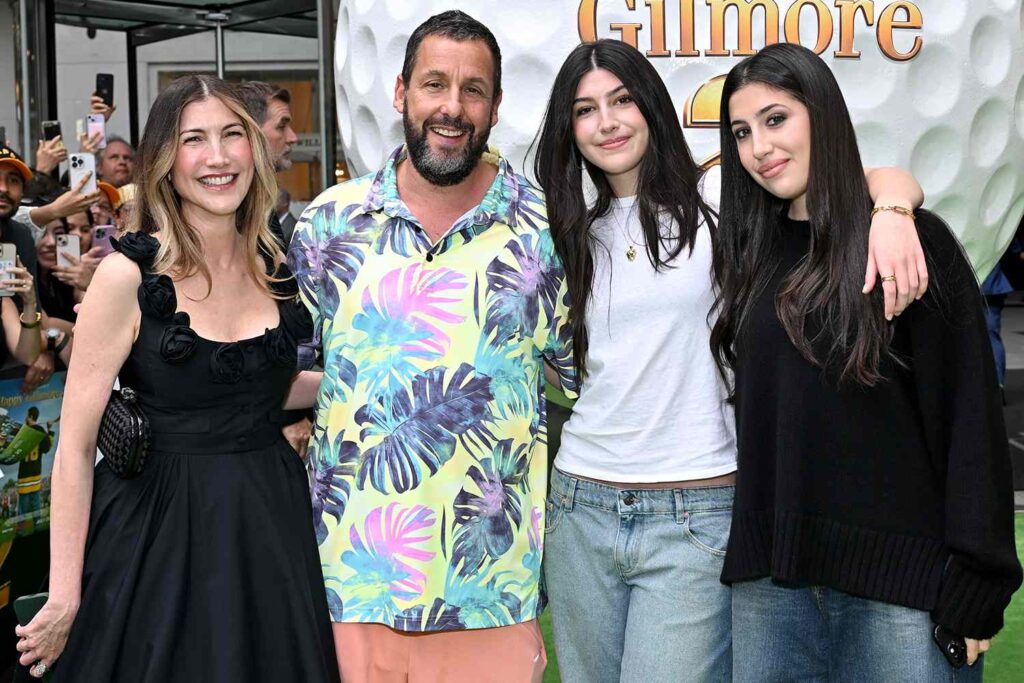 Adam Sandler and his wife Jackie Sandler and two daughters Sunny and Sadie at the Happy Gilmore 2 Premiere