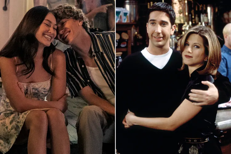 ola Tung as Belly and Gavin Casalegno as Jeremiah in 'The Summer I Turned Pretty'; David Schwimmer as Ross Geller, Jennifer Aniston as Rachel Green in 'Friends' (right).