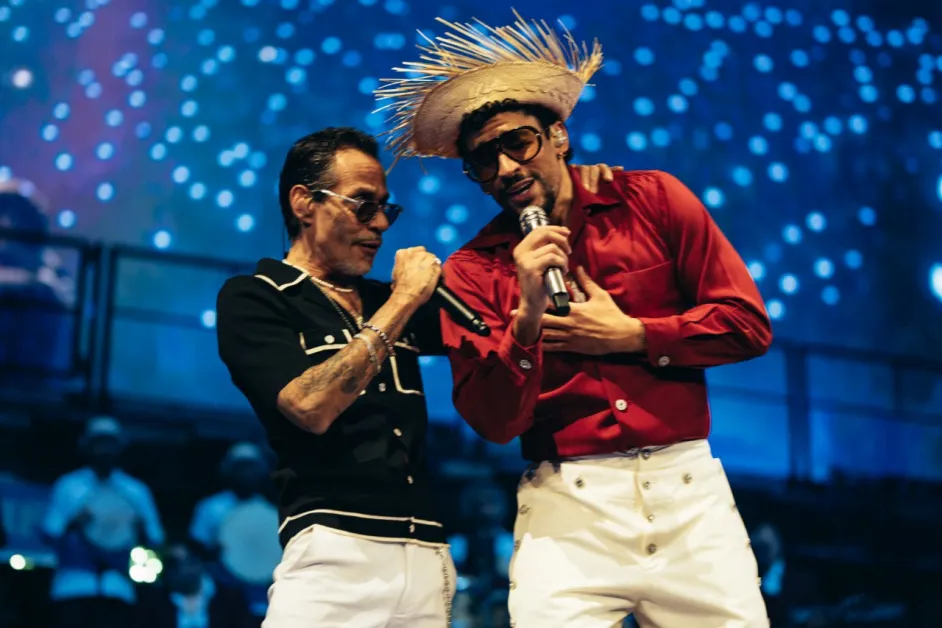Bad Bunny and Marc Anthony at 'No Me Quiero Ir de Aquí' final show